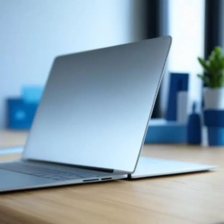 Moderne laptopstand op kantoorbureau