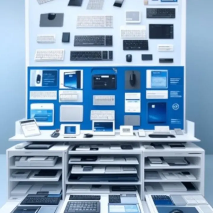 Overzicht van moderne webshop voor kantoor tech-accessoires